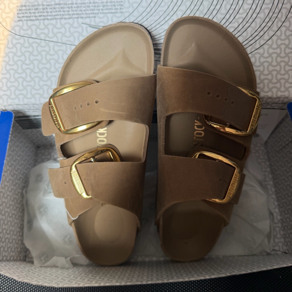 Birkenstock Arizona Big Buckle Tobacco Brown Oiled Leather Size 37 Narrow